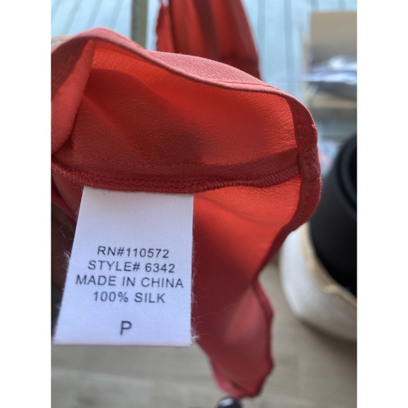 Twelfth Street by Cynthia Vincent 100% Silk Slip Dress Coral Pink Petite P - Picture 4 of 4